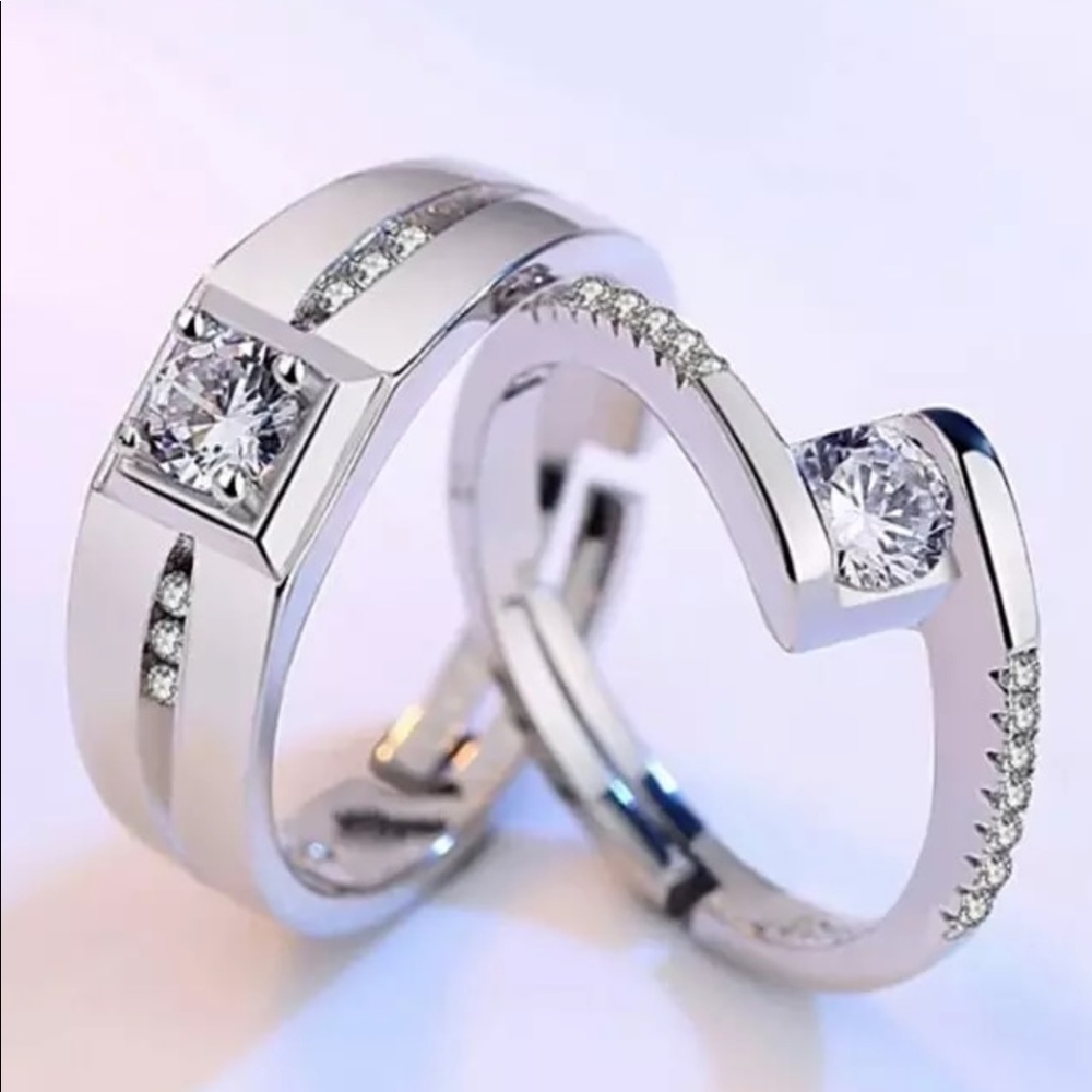 Resizeable Classic Couple Wedding Engagement Ring - Picture 6 of 6